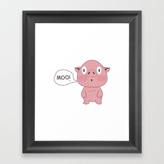SOLD!! Confused Pig Framed Art Print