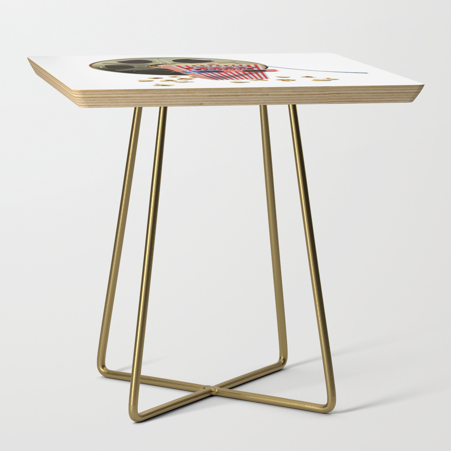 3d Movie Reel And Buttered Popcorn Side Table By Popalien Society6