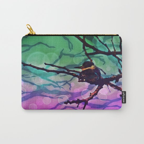 African Bird and Branches Teal And Pink Carry-All Pouch