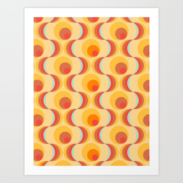 Abstract Retro 70s Summer Sun Tiles  Art Print