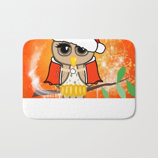 Funny christmas owl Bath Mat