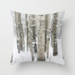 Winter Birch Forest Throw Pillow