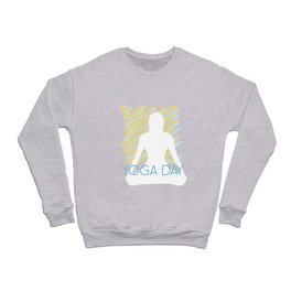 International yoga day scribbled art yoga pose silhouette in relaxing soft green color Crewneck Sweatshirt