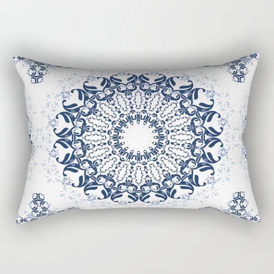 Blue ornament on a white background. Rectangular Pillow