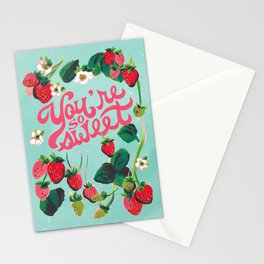 "You're so sweet" strawberries & fancy lettering thank you card Stationery Card