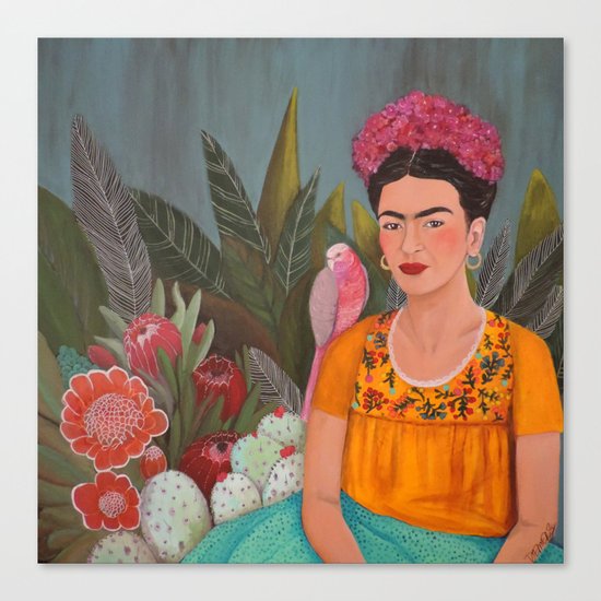 Frida a la casa azul Canvas Print