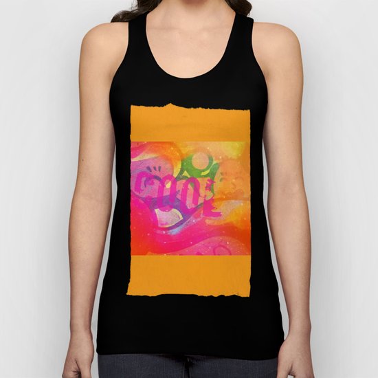 Cool colorful graffiti print in electric bright tones with two strange faces Unisex Tank Top