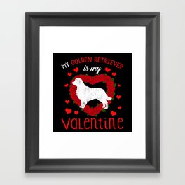 Dog Animal Hearts Dog Retriever My Valentines Day Framed Art Print