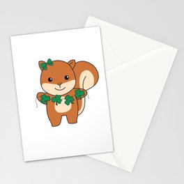 Squirrel With Shamrocks Cute Animals For Luck Stationery Card