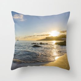 Spain Photography - Sunrise Over The Calm Beach Throw Pillow