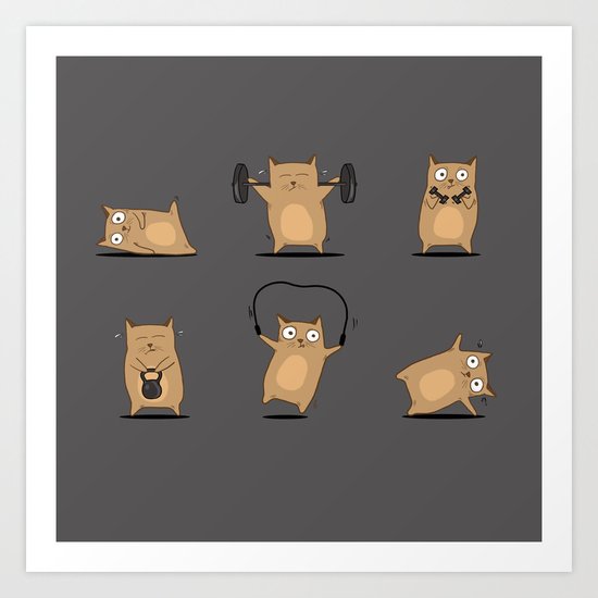 FITNESS CAT Art Print