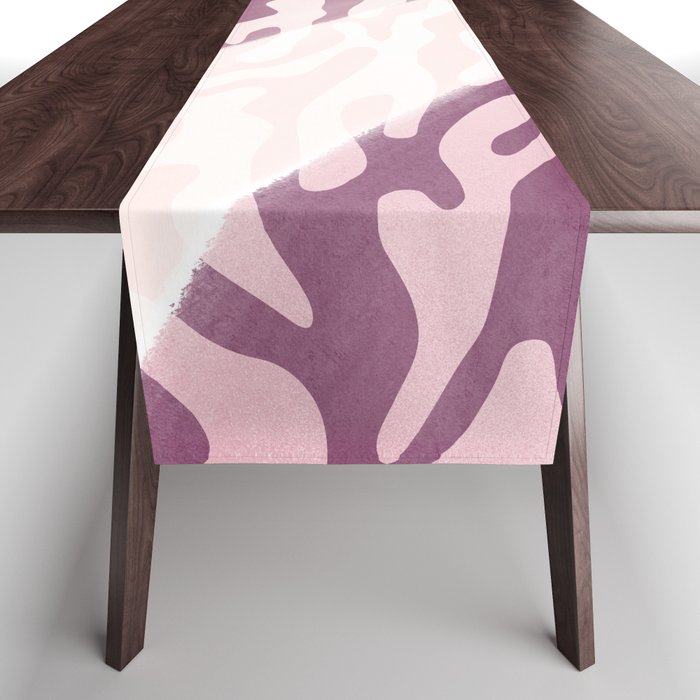 Burgundy pink geometric watercolor animal print Table Runner