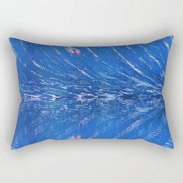 Extreme surfing pipeline wave with mirrored reflection oregon, hawaii, florida, portugal, nazare, honolulu surfer landsccape painting in ocean blue Rectangular Pillow