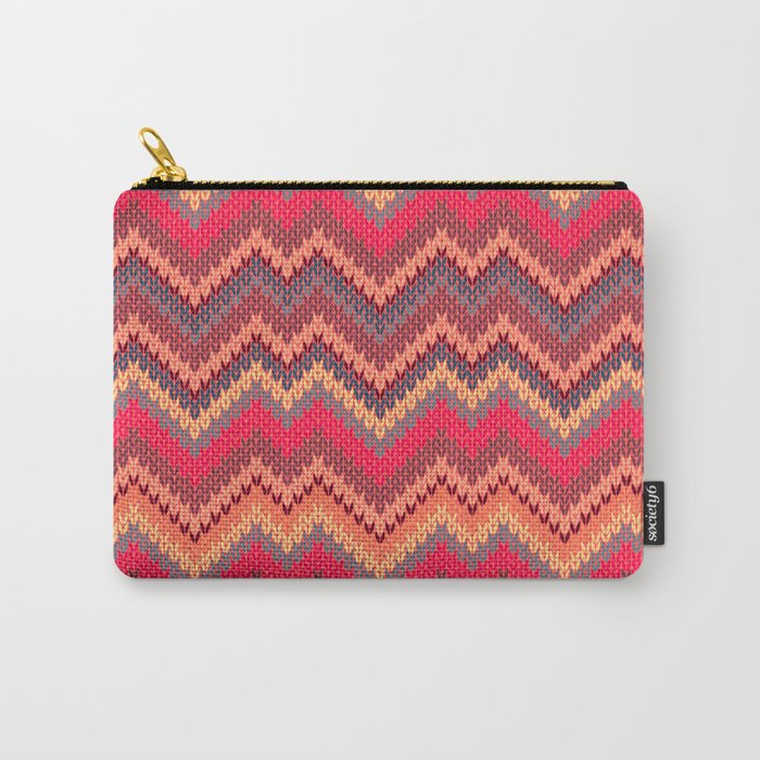 Knitted Textured Wave Pink Carry-All Pouch