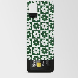 Green and White Checkerboard Floral Android Card Case