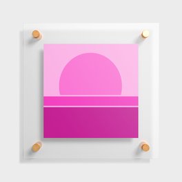 Pink Sunset - Minimalistic Sunset Colorful Retro Geometric Design Art Pattern Floating Acrylic Print