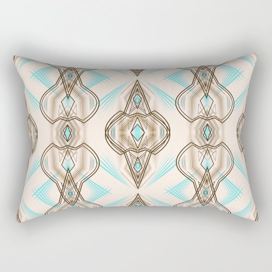 Art Deco . Turquoise brown white . Rectangular Pillow