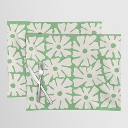 Mid-Century Flowers in Green & White Placemat