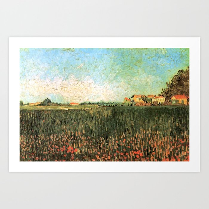 Farmhouses in a Wheat Field Near Arles Vincent van Gogh 1888 Art Print