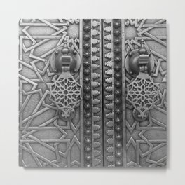 Marocco Metal Door - black & white Photography  Metal Print
