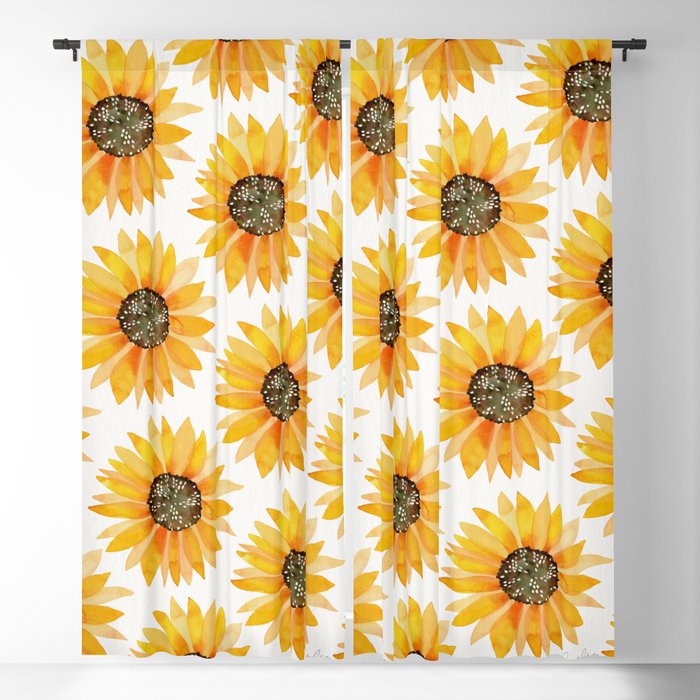 Single Sunflower – Yellow Blackout Curtain