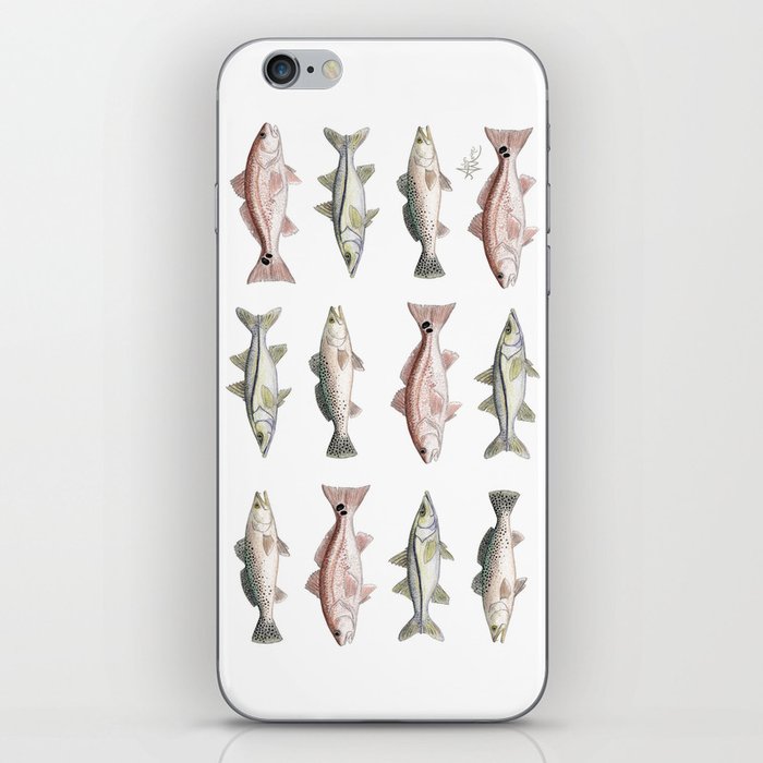Pattern: Inshore Slam ~ Redfish, Snook, Trout by Amber Marine ~ (Copyright 2013) iPhone Skin