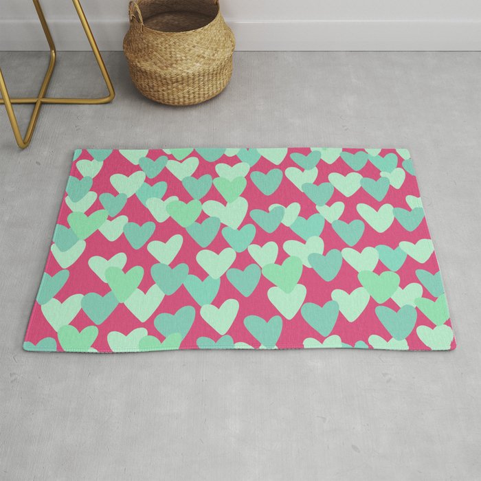 Love On My Mind - green and teal Rug