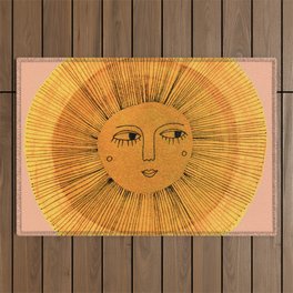 Sun Drawing Gold and Pink Outdoor Rug