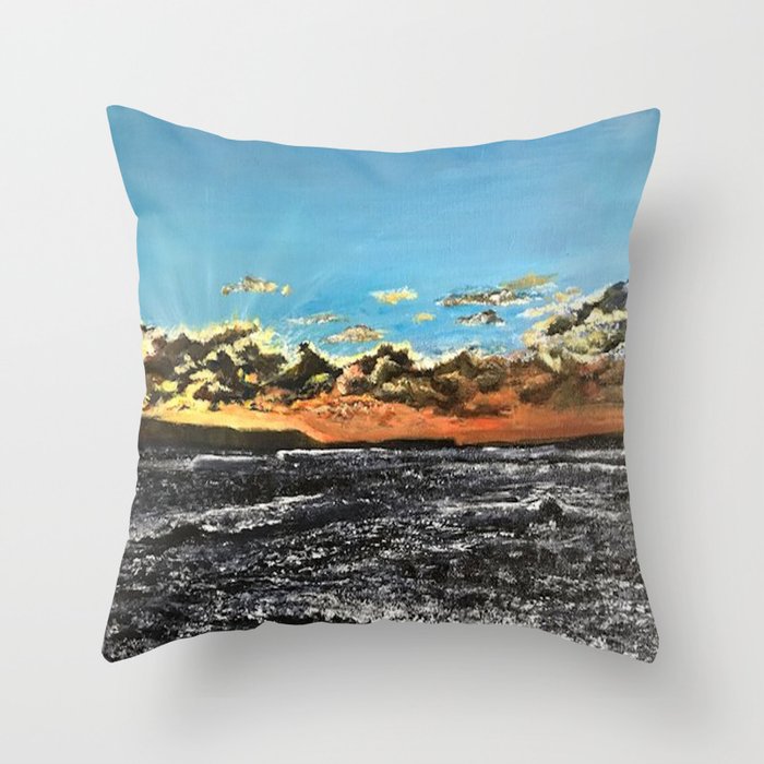 Sunset over the sea Throw Pillow