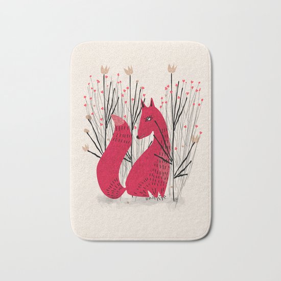Fox in Shrub Bath Mat