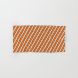 [ Thumbnail: Chocolate & Grey Colored Striped Pattern Hand & Bath Towel ]