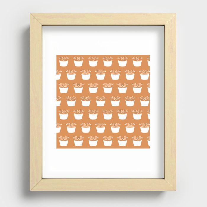 Minimal and modern line drawing flowerpot pattern 2 Recessed Framed Print