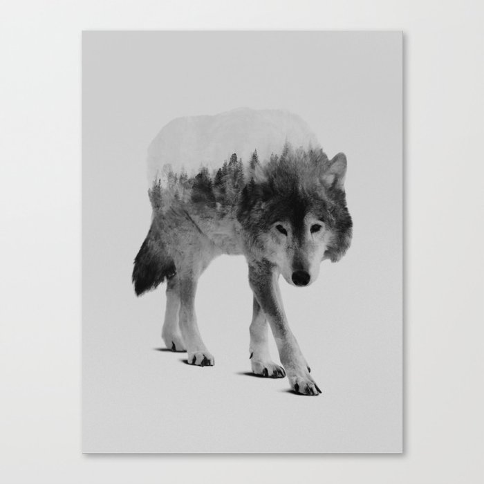 Wolf In The Woods (black & white version) Canvas Print