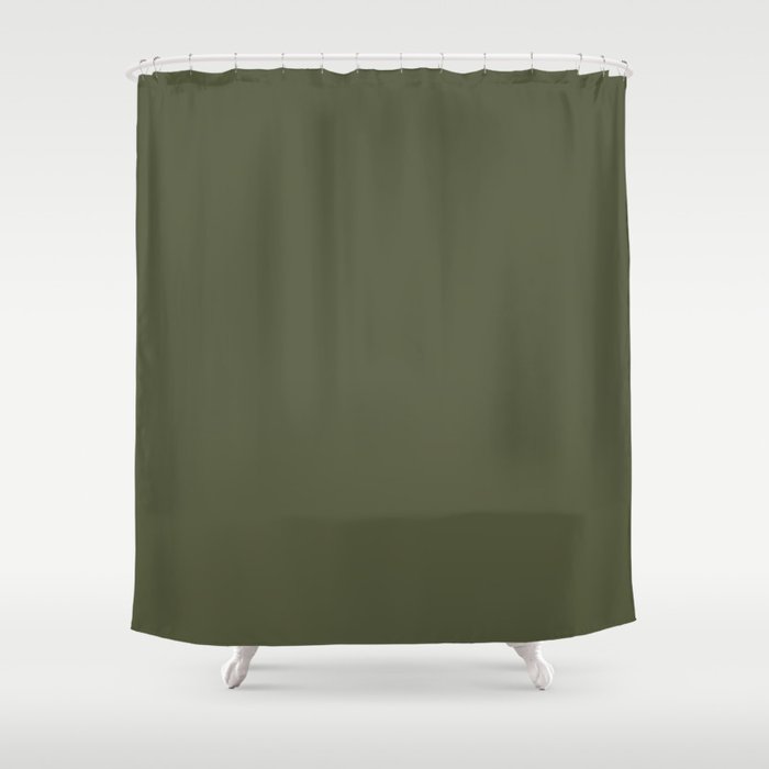 Dark Green-Brown Solid Color Pantone Cypress 18-0322 TCX Shades of Green Hues Shower Curtain