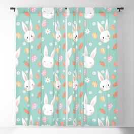 Happy Easter Pattern With Bunny And Carrot Blackout Curtain
