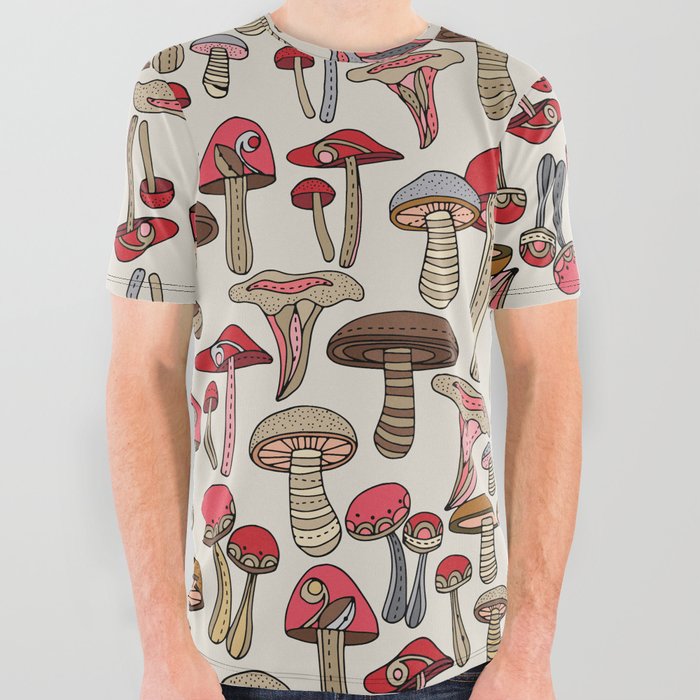 Doodles Mushrooms All Over Graphic Tee
