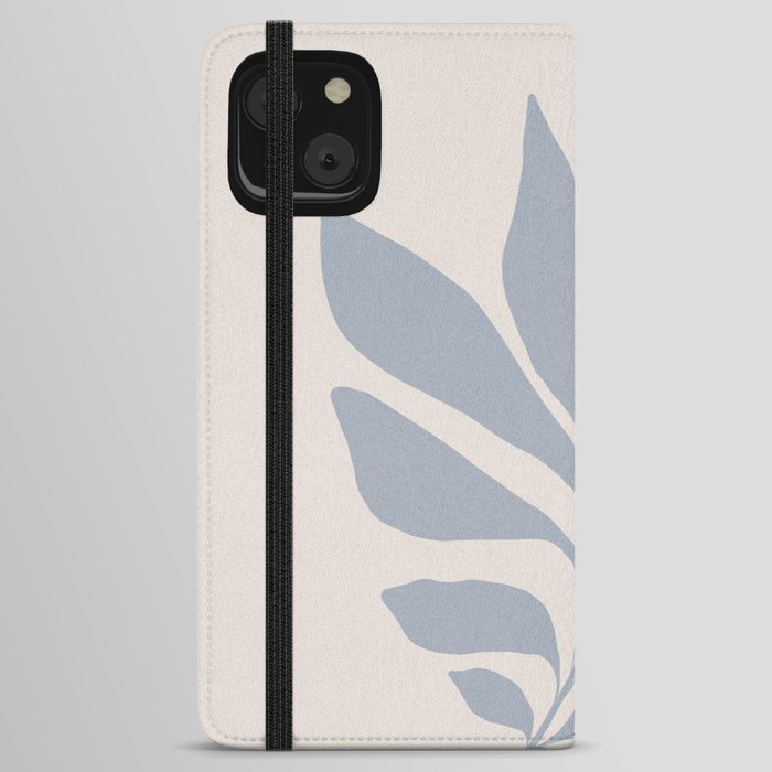 Palm leaf Mini 1 Beige on Blue iPhone Wallet Case