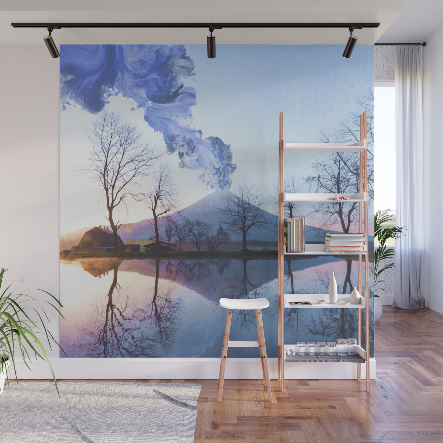 Mount Fuji Eruption Mt Fuji Japan Abstract Japanese Nature Collage Wall Mural By Anthonylonder Society6