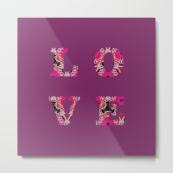 LOVE in Plum Metal Print