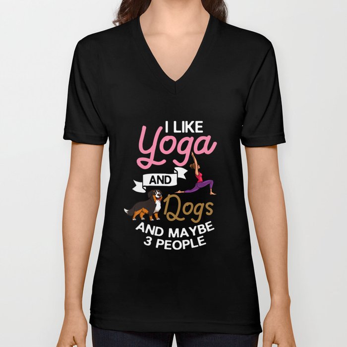 Yoga Dog Beginner Workout Poses Quotes Meditation V Neck T Shirt