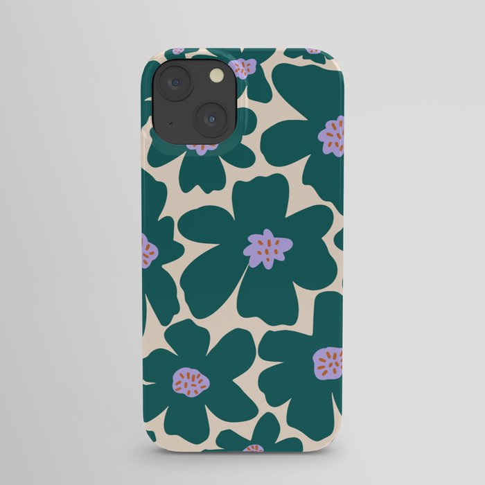 Retro Daisy - Green, purple and pink  iPhone Case