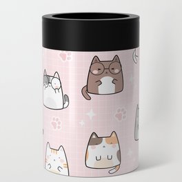 Pink Kawaii Cute Cats Pattern Can Cooler