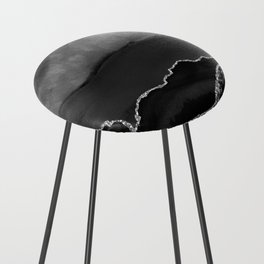 Black & Silver Agate Texture 02 Counter Stool