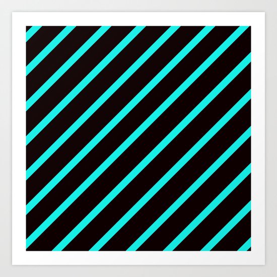 Blue & Black Stripes Art Print