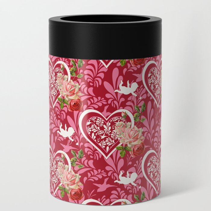 Cute Valentines Day Heart Pattern Lover Can Cooler