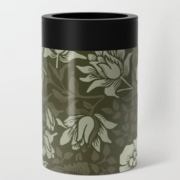 Arts and Crafts Inspired Floral Pattern Green Can Cooler
