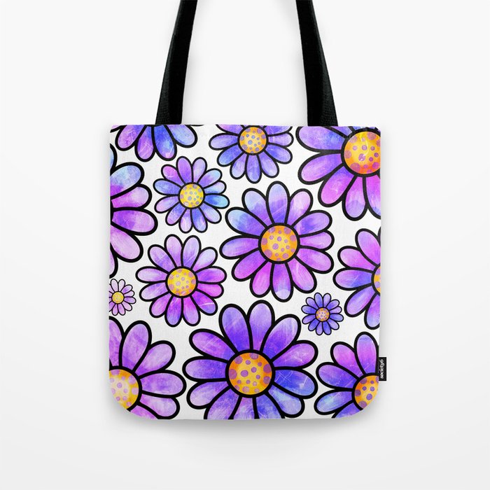 Doodle Daisy Flower Pattern 15 Tote Bag