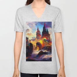 City from a colorful Universe V Neck T Shirt
