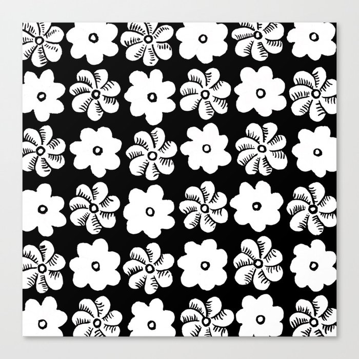 Floral design Black & White Flowers print Canvas Print by studiosakara