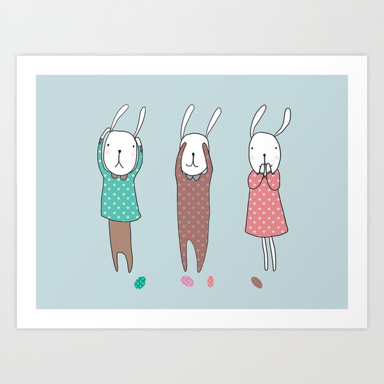 Three Wise Bunnes Art Print